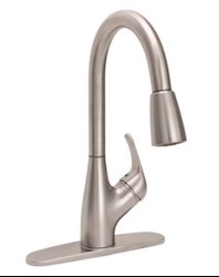 KITCHEN FAUCET, SINGLE-HANDLE, PULL-DOWN SPRAYER, BRUSHED NICKEL LARGE
