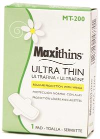 FEMININE NAPKINS, MAXITHIN, WITH WINGS, VENDING BOX, HOSPITAL SPECIALTY, 200/CS MAIN
