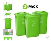 RECYCLING CENTER, 23 GALLON, SLIM PROFILE, w/BOTTLE/CAN LID, LIME GREEN, PACK OF 3 THUMBNAIL