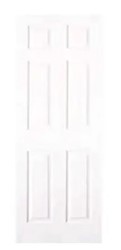 DOOR SLAB, PRIMED WHITE, HOLLOW CORE, INTERIOR, TEXTURED, 6-PANEL, MASONITE, 32" X 80" LARGE