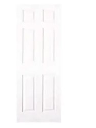 DOOR SLAB, PRIMED WHITE, HOLLOW CORE, INTERIOR, TEXTURED, 6-PANEL, MASONITE, 30" X 80" LARGE
