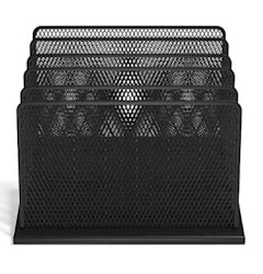FILE ORGANIZER, TRU RED, 5 COMPARTMENT, WIRE MESH, MATTE BLACK LARGE