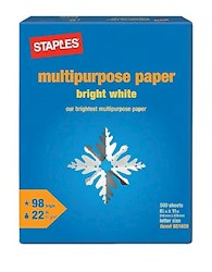 MULTIPURPOSE PAPER, STAPLES, 8.5"x11", 22LBS, 98 BRIGHTNESS, 500/REAM LARGE