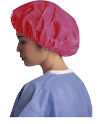BOUFFANT CAPS, MEDLINE, POLYPROPYLENE, LARGE, RED, 100/CT (CRI1009) LARGE