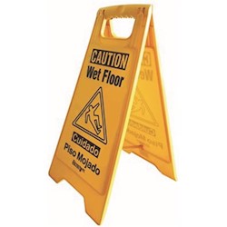 WET FLOOR SIGN, ENGLISH & SPANISH, 25", FOLDING, YELLOW LARGE