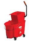 BUCKET/WRINGER COMBO UNIT, 35 QT., WAVEBRAKE, SIDE-PRESS, RED, RUBBERMAID THUMBNAIL