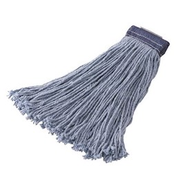 WET MOP HEAD, 16 OZ., BLUE, CUT-END, COTTON/SYNTHETIC BLEND, 1" HEADBAND, RUBBERMAID MAIN