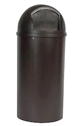 WASTE CONTAINER, ROUND, 15 GALLON, BROWN, RUBBERMAID MARSHAL CLASSIC, POLYETHYLENE MAIN