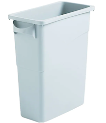 TRASH CAN, RUBBERMAID, SLIM JIM, VENTING CHANNELS, NO LID, GREY, 15.85 GALLON LARGE