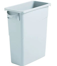TRASH CAN, RUBBERMAID, SLIM JIM, VENTING CHANNELS, NO LID, GREY, 15.85 GALLON MAIN