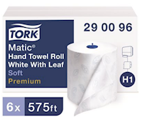 PAPER TOWELS, HARDWOUND, TORK PREMIUM, SOFT WHITE WITH BLUE LEAF, 2-PLY, 726 SHEETS/ROLL, 6 ROLLS/CT MAIN