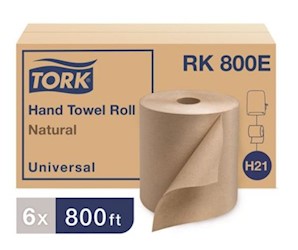 PAPER TOWELS, HARDWOUND, TORK, NATURAL, 800 FT/ROLL, 6 ROLLS/CT LARGE