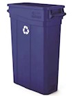 RECYCLING BIN, BLUE, SUNCAST COMMERCIAL, RESIN, SLIM, WITH HANDLES, 23 GALLON THUMBNAIL
