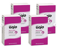 HAND SOAP, LOTION, REFILL, ANTIBACTERIAL, GOJO RICH PINK, FLORAL, 67 OZ., 4/CT MAIN