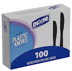 KNIVES, PLASTIC, BLACK, MEDIUM WEIGHT, 7", 100/BOX THUMBNAIL