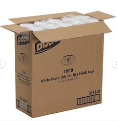 LIDS, DOME PLASTIC, FOR HOT CUPS, WHITE, DIXIE, 1000/CT LARGE