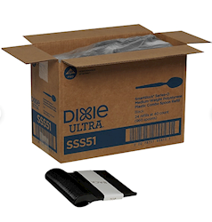 SPOONS, PLASTIC, BLACK, MEDIUM-WEIGHT, DIXIE ULTRA, 960/CT LARGE