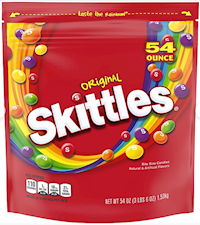 SKITTLES, ORIGINAL, FRUIT CANDY, RESEALABLE BACK, 54 OZ. MAIN