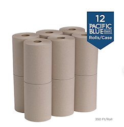 PAPER TOWELS, HARDWOUND, RECYCLED, PACIFIC BLUE, 12 ROLLS/CT LARGE
