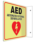 AED SIGN, AUTOMATED EXTERNAL DEFIBRILLATOR, BLACK/RED/YELLOW, 8"H x 8"W, 1/PACK THUMBNAIL