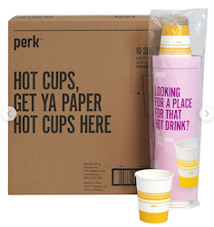 PAPER HOT CUPS, WHITE/YELLOW, 8 OZ., 500/CT LARGE
