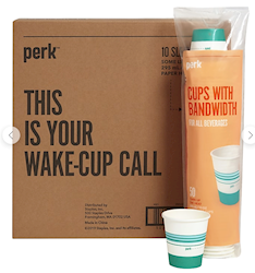 PAPER HOT CUPS, WHITE/TEAL, 10 OZ., 500/CT LARGE