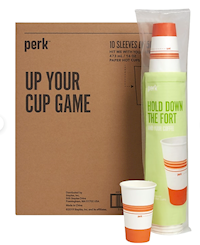 CUPS, PAPER, HOT, WHITE/ORANGE, 16 OZ, 500/CT MAIN