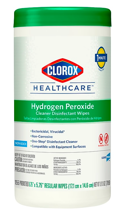 Disinfecting Wipes, Hydrogen Peroxide, 155 Wipes/Canister (Healthcare Facilities Only) MAIN