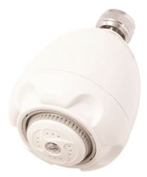 SHOWER HEAD, WALL MOUNT, 3-SPRAY, 2.8", LOW-FLOW, ADJUSTABLE, CHROME/WHITE LARGE