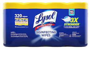 DISINFECTING WIPES, LYSOL, LEMON & LIME BLOSSOM, 320 WIPES/TUB, 4 TUBS/CT LARGE