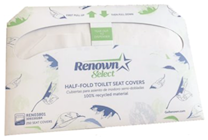 TOILET SEAT COVERS, UNIVERSAL FIT, RENOWN, HALF-FOLD, RECYCLED MATERIAL, 5000 COVERS THUMBNAIL