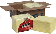 DUST CLOTHS, BRAWNY INDUSTRIAL QUARTERFOLD, YELLOW, 17" x 24", 50PK  THUMBNAIL