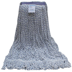 FINISH MOP HEAD, BLENDED, BLUE/WHITE, 24 OZ, 1" HEADBAND, 1 EA LARGE