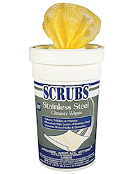 HAND TOWELS, ITW DYMON, STAINLESS STEEL CLEANER TOWELS, 9.75"W x 10.5"L, 30 WIPES  LARGE