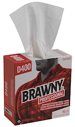 WIPES, WHITE, D400 DRC, BRAWNY PROFESSIONAL, 90 WIPES/BX, 10 BOXES/CT LARGE