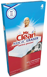 SCOURING PADS, EXTRA POWER, MAGIC ERASER, WHITE, MR. CLEAN, 4/PK LARGE