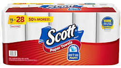 PAPER TOWELS, KITCHEN ROLLS, SCOTT, 1-PLY, 102 SHEETS/ROLL, 15 ROLLS/CT THUMBNAIL