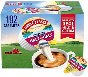 CREAMER, HALF AND HALF, LIQUID, LAND O'LAKES, MINI MOO'S, 0.28 OZ., 192/CT LARGE
