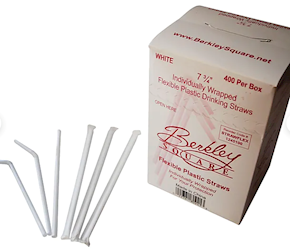STRAWS, WHITE, POLYPROPYLENE, BERKLEY SQUARE, 400/BX LARGE