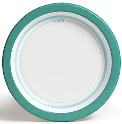 PAPER PLATES, MEDIUM-WEIGHT, PERK, TEAL/WHITE, 8.5", 125/CT LARGE