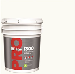 PAINT, WHITE, DEAD FLAT/MATTE, I300 BASE, INTERIOR, BEHR PRO, 5 GALLON LARGE