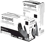 DISPOSABLE GLOVES, NITRILE, GLOVEWORKS, MEDICAL GRADE, POWDER/LATEX FREE, BLACK, SMALL, 100/BX THUMBNAIL