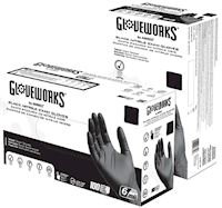 DISPOSABLE GLOVES, NITRILE, GLOVEWORKS, MEDICAL GRADE, POWDER/LATEX FREE, BLACK, MEDIUM, 100/BX MAIN