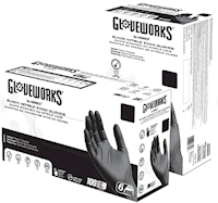 DISPOSABLE GLOVES, NITRILE, GLOVEWORKS, MEDICAL GRADE, POWDER/LATEX FREE, BLACK, XL, 100/BX MAIN