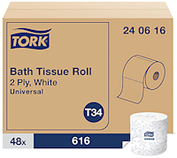 TOILET TISSUE, TORK UNIVERSAL, SEPTIC SAFE, WHITE, 2-PLY, 616 SHEETS/ROLL, 48 ROLLS/CT MAIN