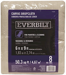 DROP CLOTH, CANVAS, WASHABLE & REUSABLE, MEDIUM DUTY, EVERBILT, 6FT X 9FT LARGE