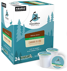 COFFEE, MEDIUM ROAST, DECAF, CARIBOU BLEND, KEURIG K-CUPS, 24/CT LARGE