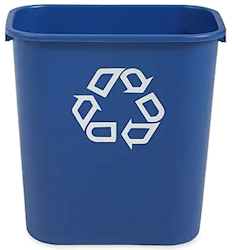 RECYCLING CONTAINER, PLASTIC, RUBBERMAID, 7 GALLON, BLUE LARGE