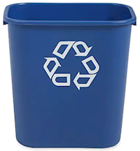 RECYCLING CONTAINER, PLASTIC, RUBBERMAID, 7 GALLON, BLUE MAIN