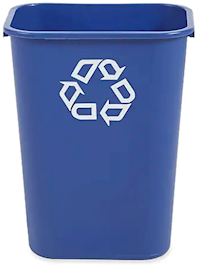 RECYCLING CONTAINER, PLASTIC, RUBBERMAID, 10.25 GALLON, BLUE MAIN